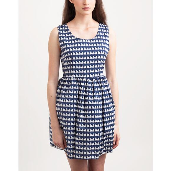 Kling Battelli Navy Blue A-Line Dress - Sailboat Print Medium - Picture 3 of 11